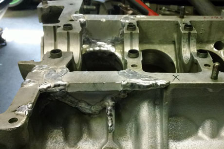 Weld Repaired Ferrari Daytona Engine Block